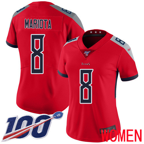 Tennessee Titans Limited Red Women Marcus Mariota Jersey NFL Football #8 100th Season Inverted Legend
